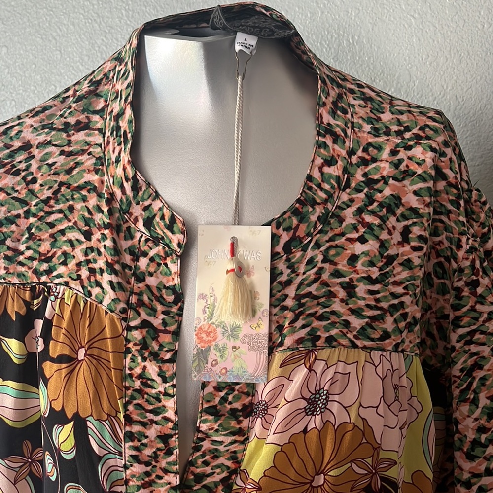 Johnny Was TATE TIERED MIDI DRESS size L - Picture 13 of 13